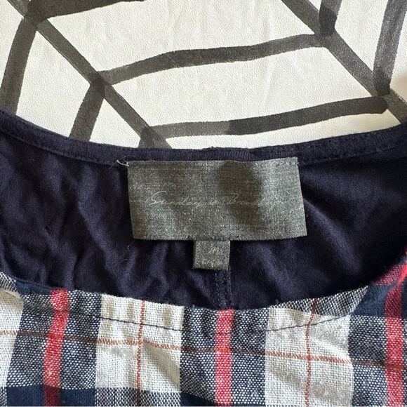 Sundays in Brooklyn Size M Plaid Short Sleeve Linen Blend Blouse - Picture 4 of 4